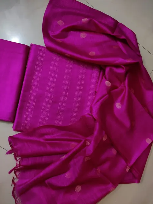 Regal Katan Silk Handwoven Suit Piece – Lustrous Elegance in Every Thread